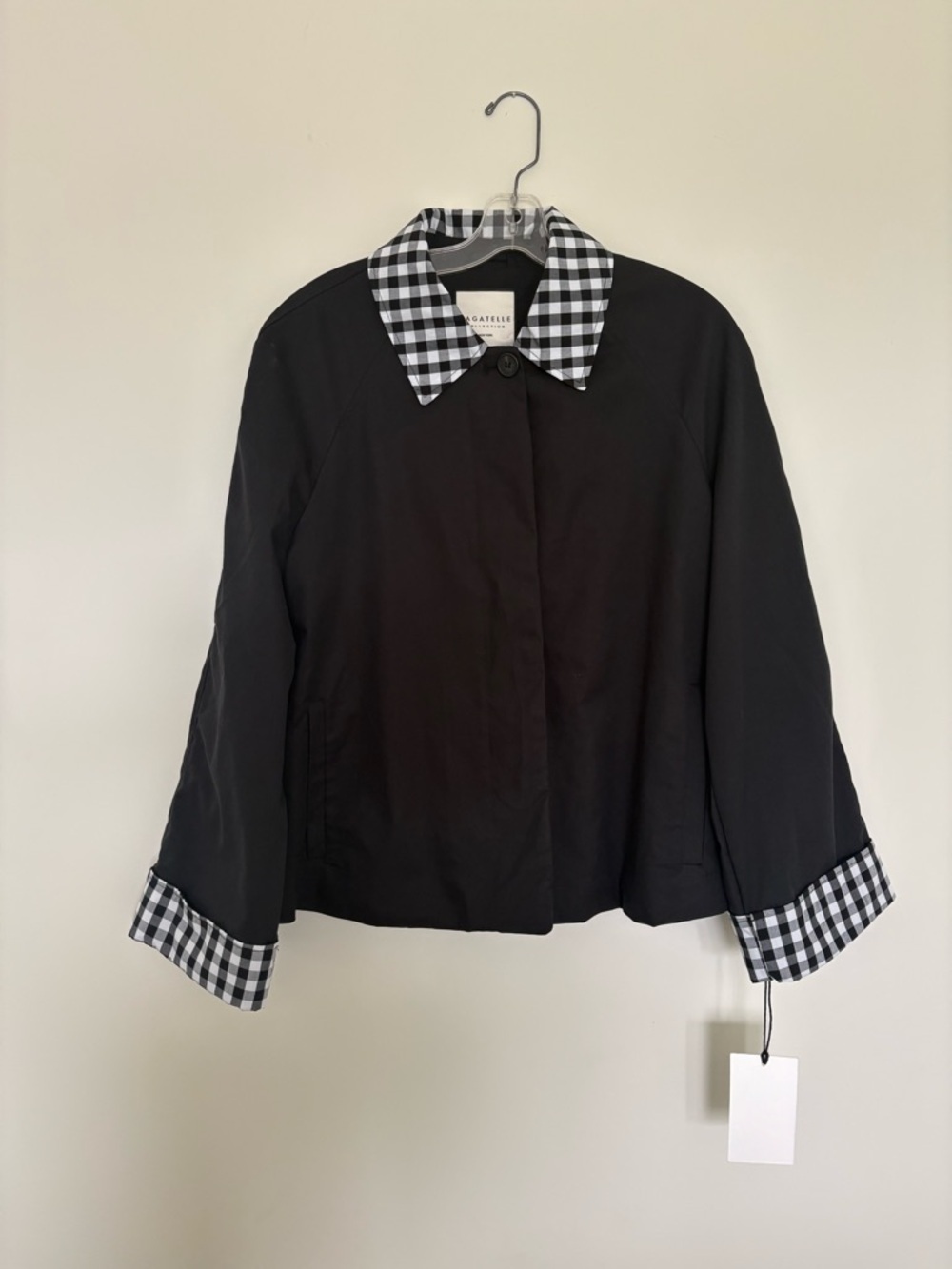 Bagatelle Collection Black Jacket with Gingham Trim – Size Large – NWT 🖤 - Picture 3 of 12